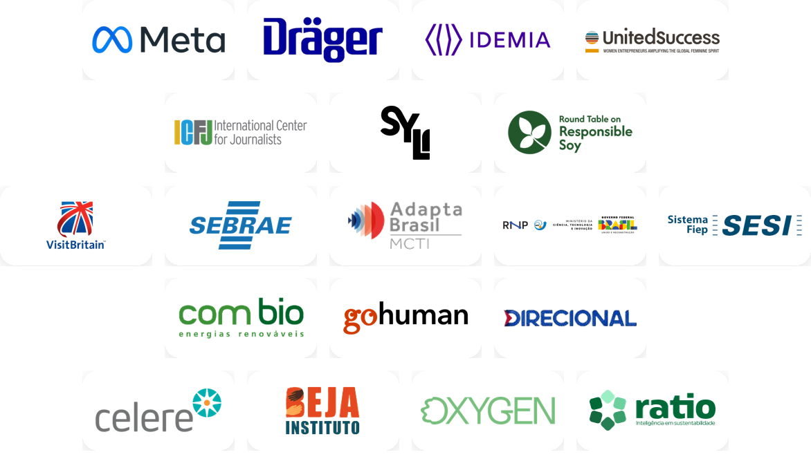 Logos de marcas, redes e organizações atendidas por A Economia B